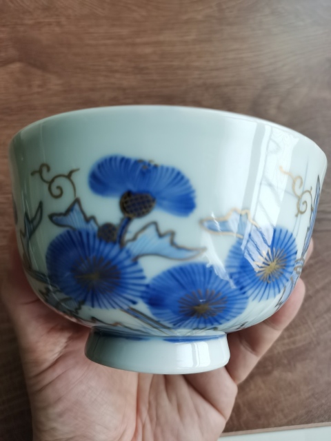 古玩陶瓷青花描金花卉紋茶碗拍賣(mài)，當(dāng)前價(jià)格222元