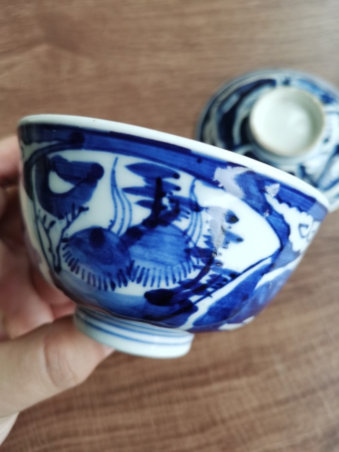 古玩陶瓷晚清?青花花卉紋蓋碗拍賣,當前價格499元