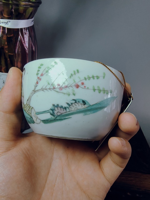 古玩陶瓷放漏?民國(guó)?粉彩花卉仕女紋刨花缸拍賣，當(dāng)前價(jià)格999元