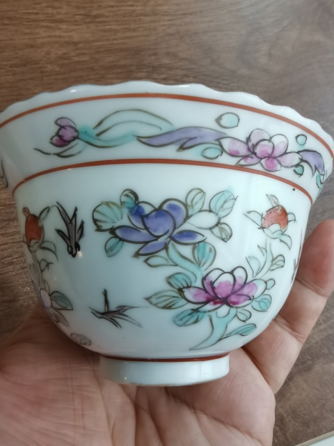 古玩陶瓷粉彩花鳥紋花口杯拍賣，當(dāng)前價(jià)格599元