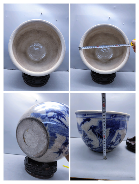 古玩陶瓷青花松鶴紋卷缸拍賣,當前價格4300元