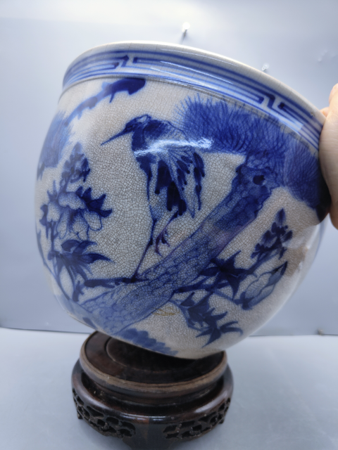 古玩陶瓷青花松鶴紋卷缸拍賣,當前價格4300元