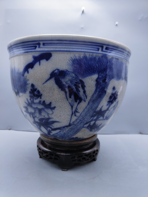古玩陶瓷青花松鶴紋卷缸拍賣,當前價格4300元