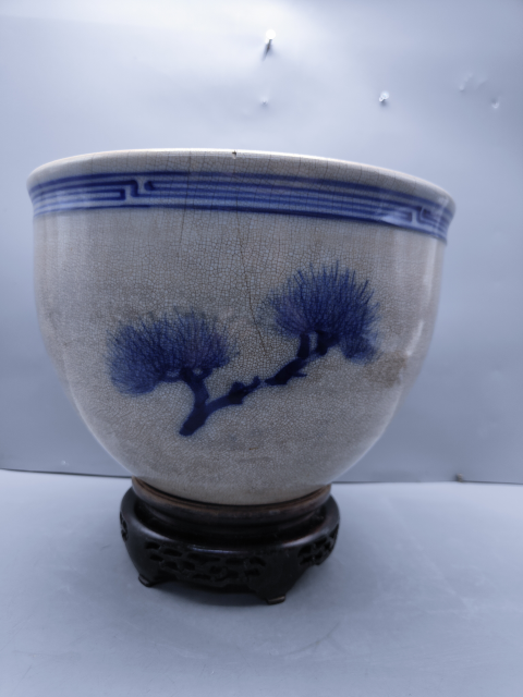 古玩陶瓷青花松鶴紋卷缸拍賣,當前價格4300元