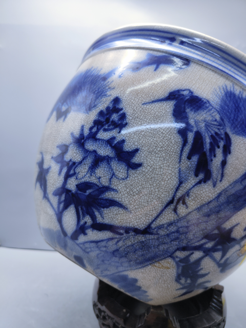古玩陶瓷青花松鶴紋卷缸拍賣,當前價格4300元