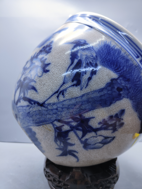 古玩陶瓷青花松鶴紋卷缸拍賣,當前價格4300元
