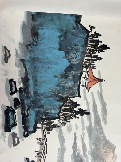 古玩字畫饒森林老師精品《山水》拍賣,當前價格980元