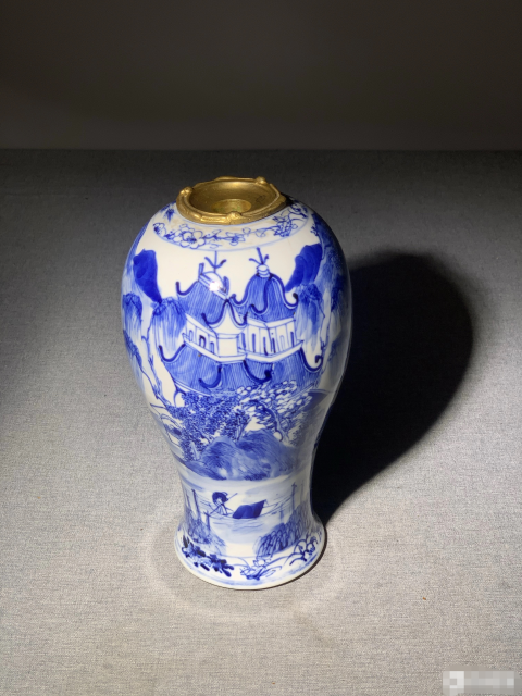 古玩陶瓷清中晚期青花山水人物紋瓶拍賣,當前價格999元
