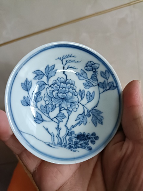 古玩陶瓷清中期嘉慶本朝款青花賞盤(pán)拍賣(mài),當(dāng)前價(jià)格1980元