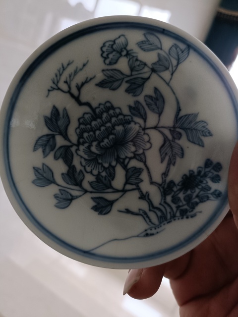 古玩陶瓷清中期嘉慶本朝款青花賞盤(pán)拍賣(mài),當(dāng)前價(jià)格1980元