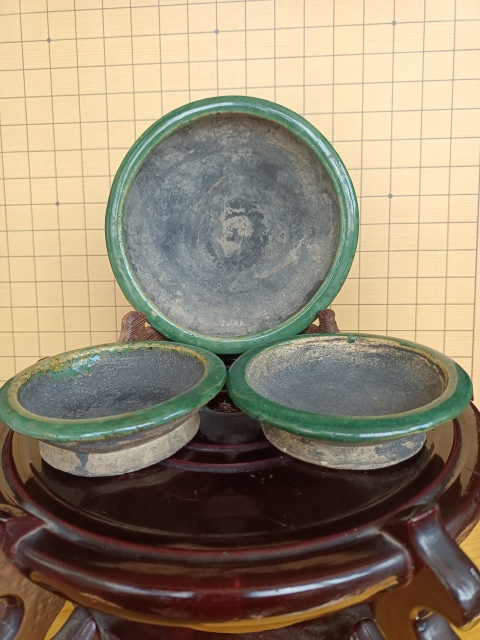 古玩陶瓷【實物保真】清末民初.綠釉窯變墨盤筆洗筆舔拍賣，當前價格298元