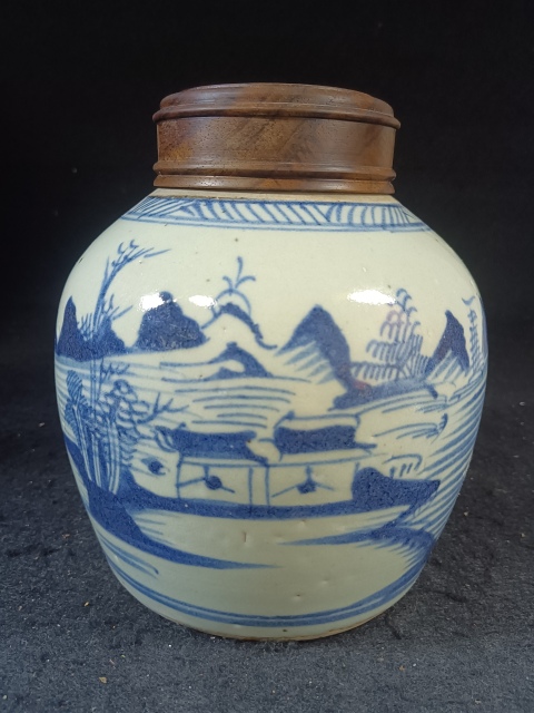 古玩陶瓷（全品）清三代乾隆細路青花通景山水大罐拍賣，當前價格3100元