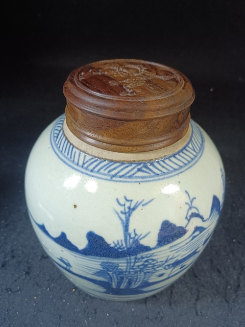 古玩陶瓷（全品）清三代乾隆細路青花通景山水大罐拍賣，當前價格3100元