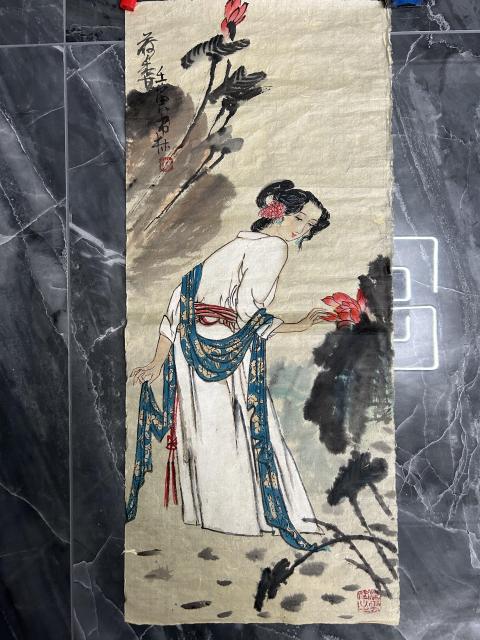 古玩字畫董書林老師精品人物《荷香》拍賣,當前價格658元