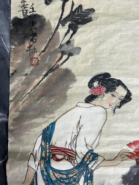 古玩字畫董書林老師精品人物《荷香》拍賣,當前價格658元