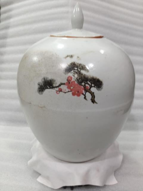 古玩陶瓷粉彩松鶴紋蓋罐拍賣，當前價格1180元