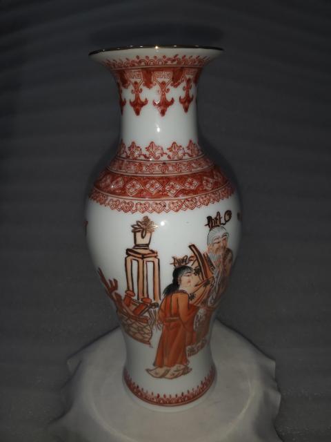 古玩陶瓷解放礬紅描金人物瓶拍賣，當前價格1680元