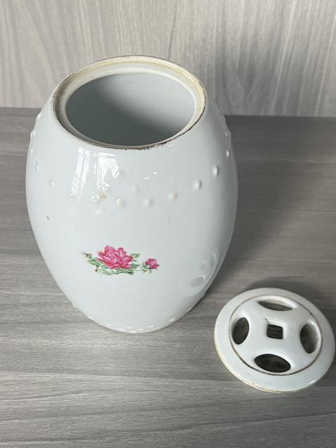 古玩陶瓷解放初 精品粉彩花卉紋鼓釘罐拍賣，當(dāng)前價(jià)格280元