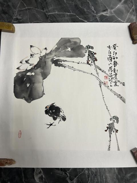 古玩字畫彭亮《水墨花鳥》拍賣，當(dāng)前價(jià)格455元