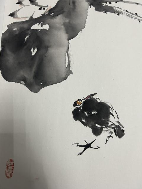 古玩字畫彭亮《水墨花鳥》拍賣，當(dāng)前價(jià)格455元