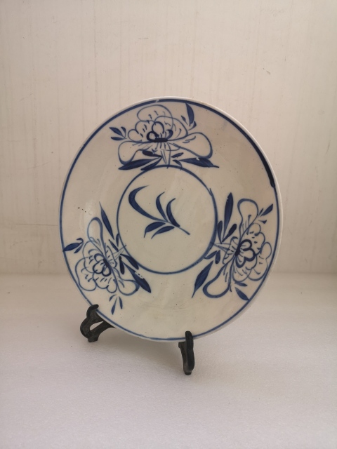 古玩陶瓷花卉紋青花盤拍賣，當前價格450元