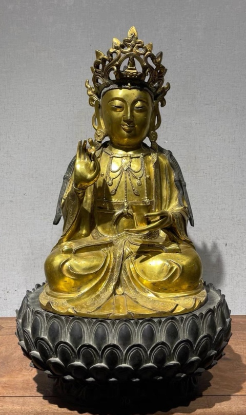古玩銅器明晚期鎏金佛造像拍賣，當(dāng)前價(jià)格985000元