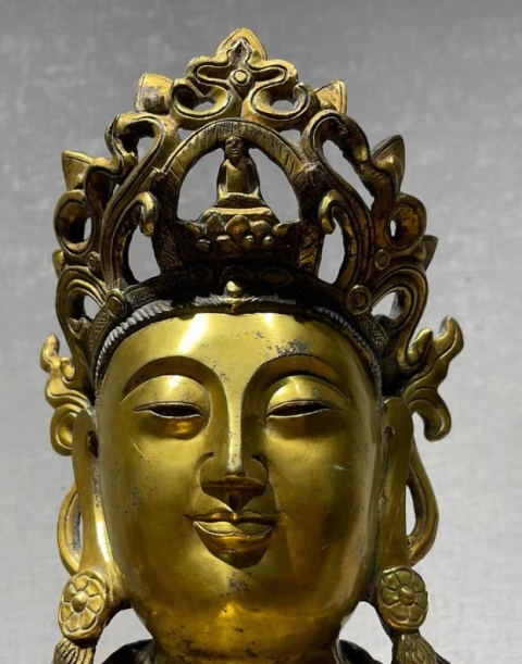 古玩銅器明晚期鎏金佛造像拍賣，當(dāng)前價(jià)格985000元