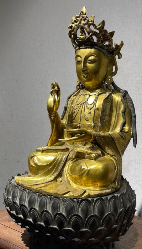 古玩銅器明晚期鎏金佛造像拍賣，當(dāng)前價(jià)格985000元