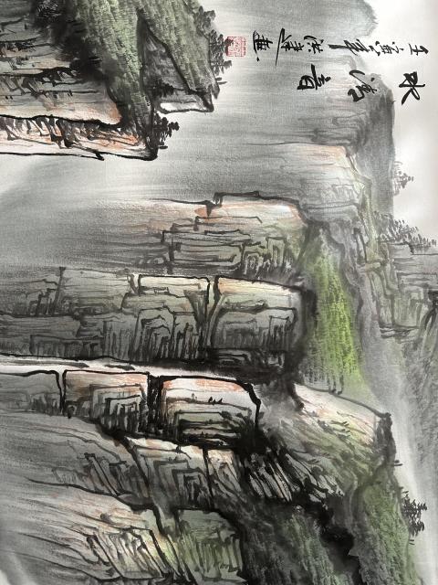 古玩字畫蔣洪建老師精品寫生《山水》拍賣,當前價格750元