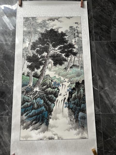 古玩字畫諸明老師精品寫生《山水》拍賣，當前價格750元