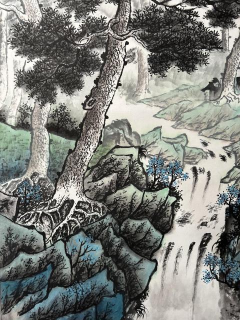 古玩字畫諸明老師精品寫生《山水》拍賣，當前價格750元
