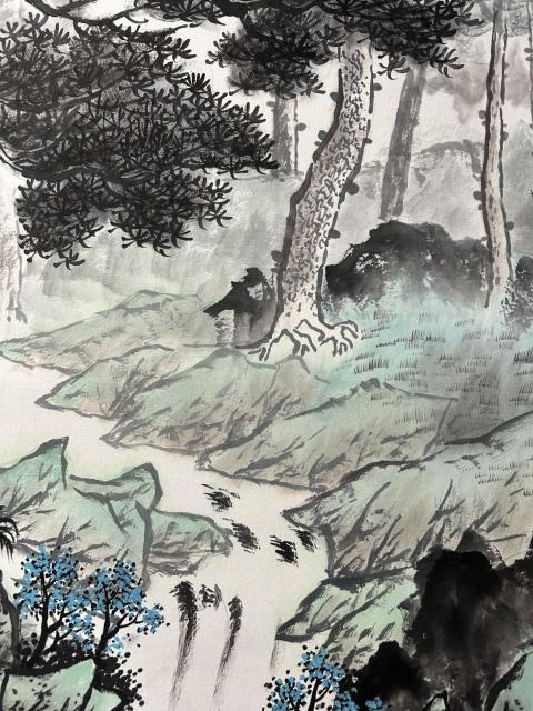 古玩字畫諸明老師精品寫生《山水》拍賣，當前價格750元
