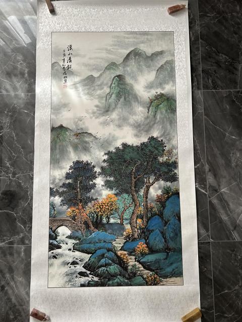 古玩字畫諸明老師精品寫生《溪山清韻》拍賣，當前價格750元