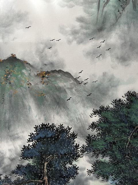 古玩字畫諸明老師精品寫生《溪山清韻》拍賣，當前價格750元