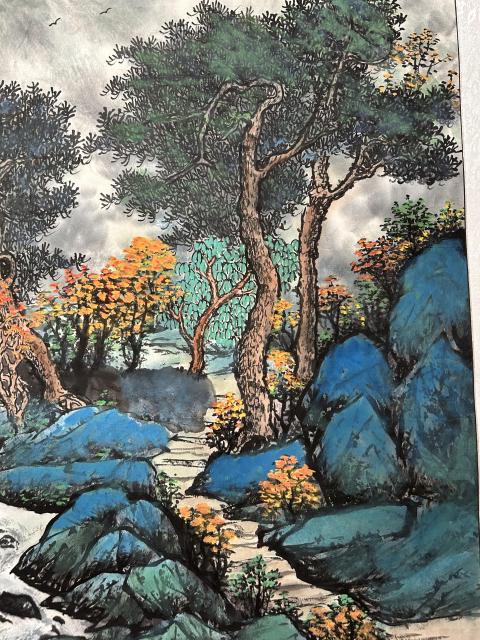 古玩字畫諸明老師精品寫生《溪山清韻》拍賣，當前價格750元