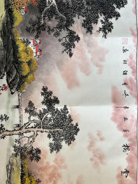 古玩字畫諸明老師精品寫生《山水》拍賣，當前價格788元
