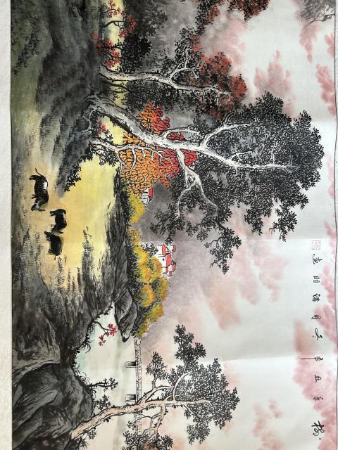 古玩字畫諸明老師精品寫生《山水》拍賣，當前價格788元