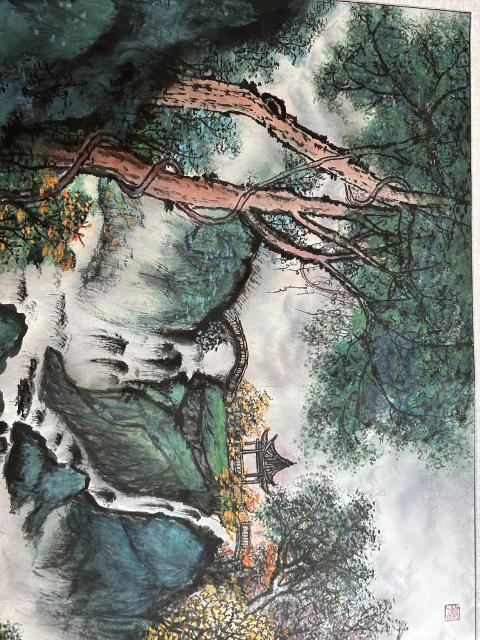 古玩字畫諸明老師精品寫生《秋山神韻》拍賣，當前價格750元
