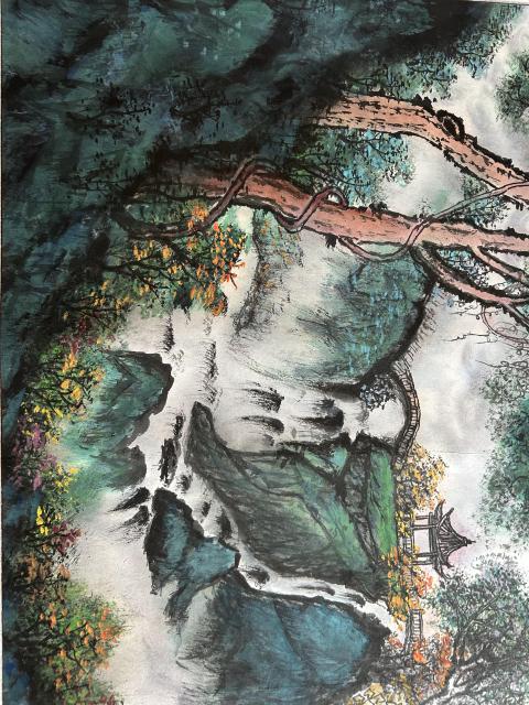 古玩字畫諸明老師精品寫生《秋山神韻》拍賣，當前價格750元