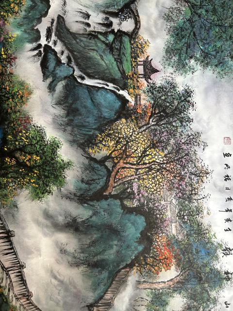 古玩字畫諸明老師精品寫生《秋山神韻》拍賣，當前價格750元