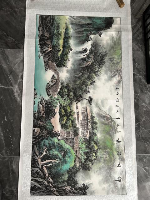 古玩字畫諸明老師精品寫生《鄉村勝景》拍賣,當前價格750元