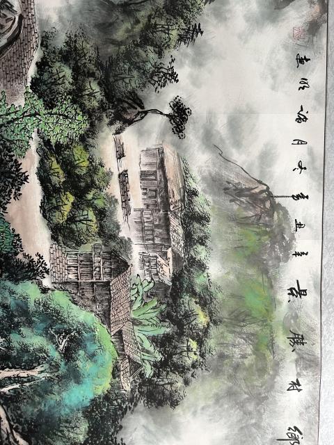 古玩字畫諸明老師精品寫生《鄉村勝景》拍賣,當前價格750元