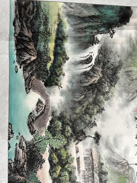 古玩字畫諸明老師精品寫生《鄉村勝景》拍賣,當前價格750元