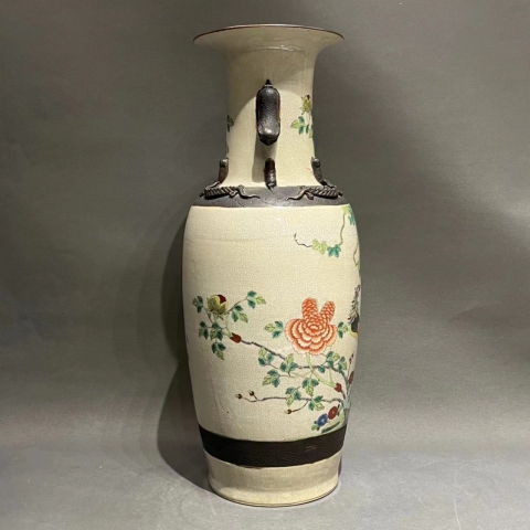 古玩陶瓷哥釉地鐵銹釉五彩瓶拍賣，當前價格8800元