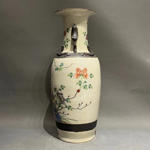 古玩陶瓷哥釉地鐵銹釉五彩瓶拍賣，當前價格8800元