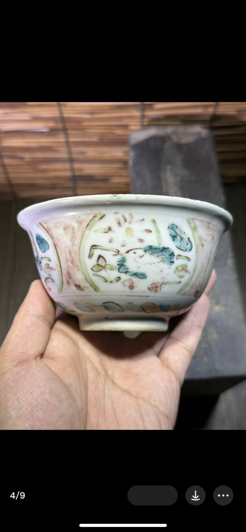 古玩陶瓷晚明青花獅紋外五彩一路連科紋碗拍賣，當前價格10000元