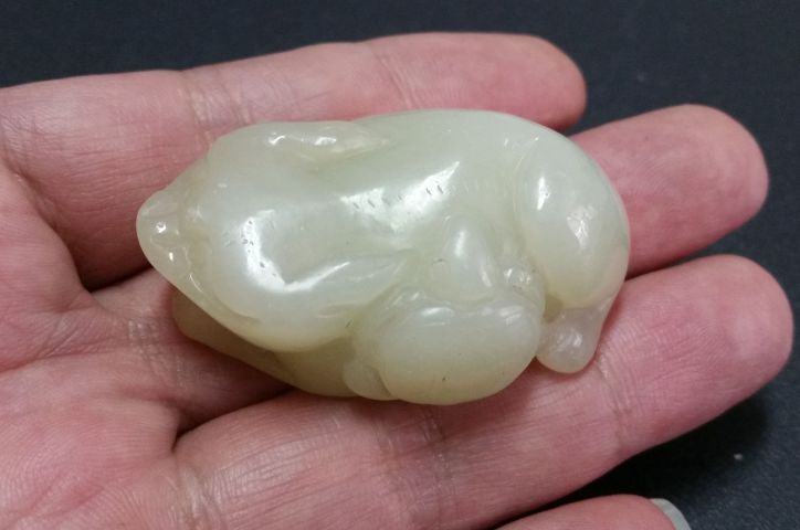 古玩玉器和田玉雕金蟾玉龜把件拍賣,當前價格580元