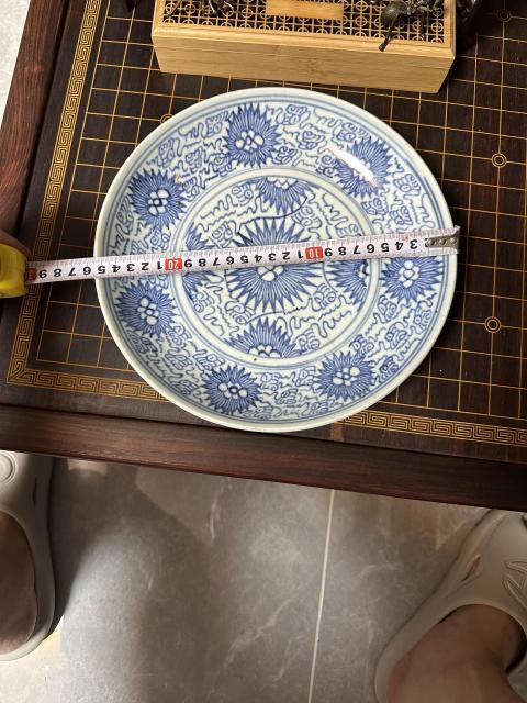 古玩陶瓷青花淡描太陽花盤拍賣，當前價格1050元