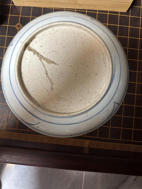 古玩陶瓷青花淡描太陽花盤拍賣，當前價格1050元