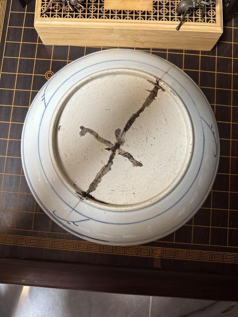 古玩陶瓷青花淡描太陽花盤拍賣，當前價格600元